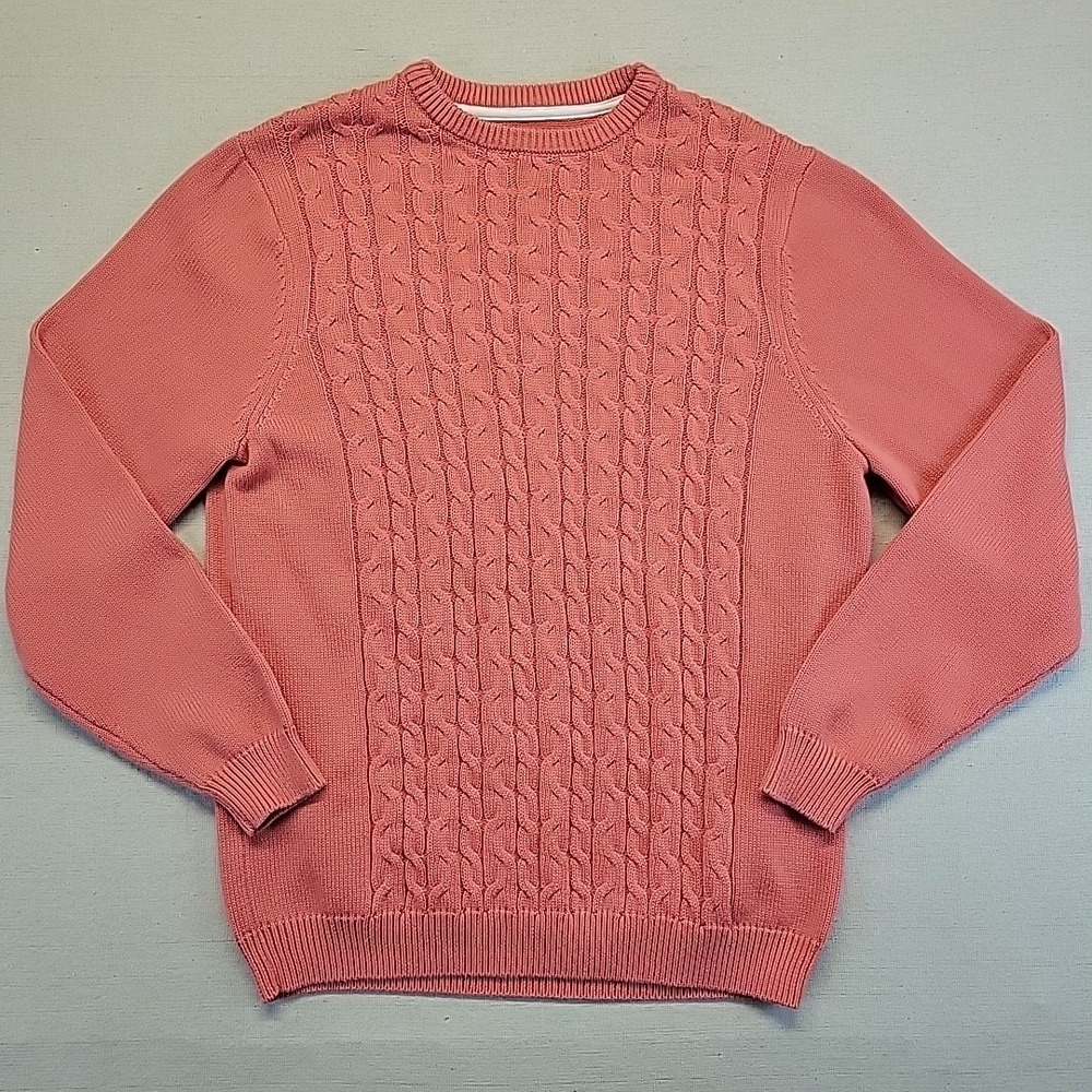 Southern Proper SO PRO Sweater Women's Large Coral Cable Knit Cotton Blend